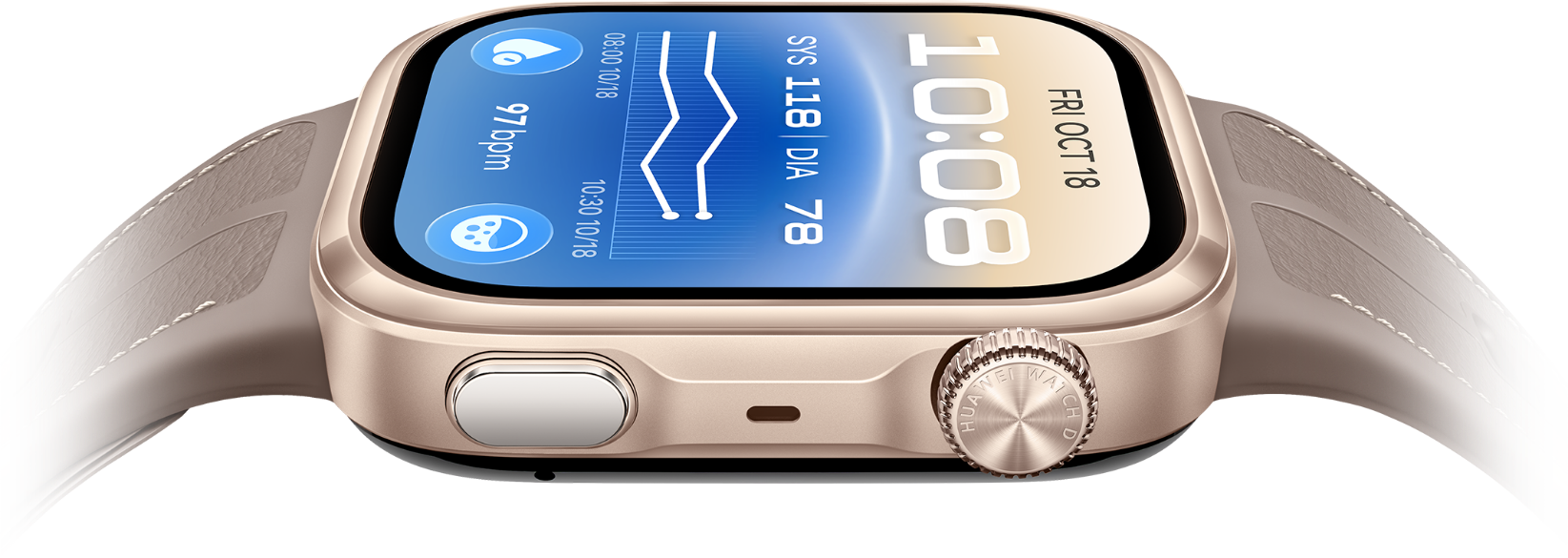 Side view of HUAWEI WATCH D3, showing its lightweight and slim design
