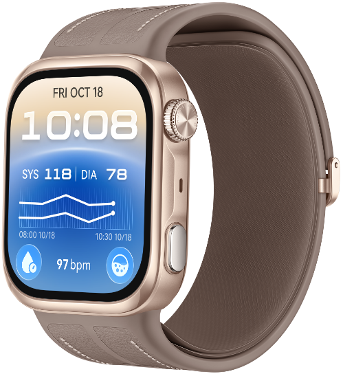 Front view of HUAWEI WATCH D3, showing different colours
